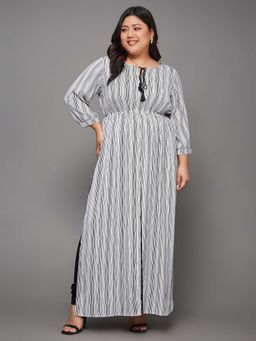 Miss Chase - A+ Curve Collection Plus Size Striped Tie-Up Maxi Top - Black & White