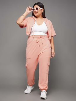 Miss Chase - A+ Curve Collection Plus Size Cropped Co-Ord Set - Peach