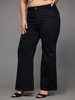 Miss Chase - A+ Curve Collection Plus Size Wide leg High Rise Stretchable Denim Jeans