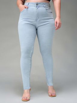 Miss Chase - A+ Curve Collection Plus Size Women Light Blue Skinny High Rise Jeans
