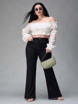 Miss Chase - A+ Curve Collection Plus Size Women Black Bootcut Jeans