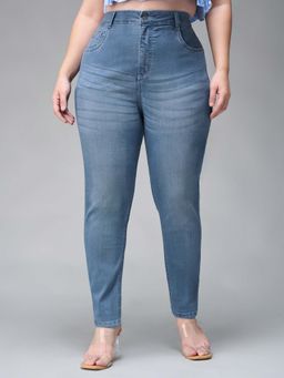 Miss Chase - A+ Curve Collection Plus Size Women Light Blue Super Skinny Jeans