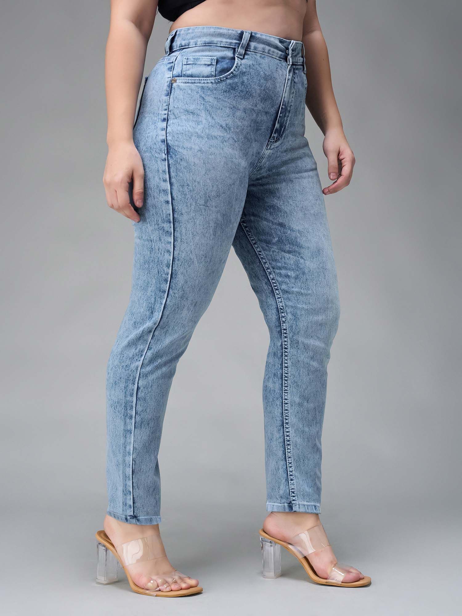 miss chase A+ Curve Collection Plus Size Women's Blue Slim Fit High Rise Denim Jeans-picture-35
