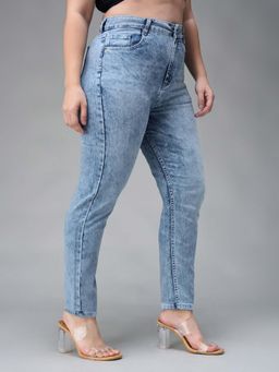 Miss Chase - A+ Curve Collection Plus Size Women's Blue Slim Fit High Rise Denim Jeans