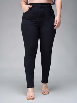 Miss Chase - A+ Curve Collection Plus Size Black Skinny High Rise Cropped Denim Jeans