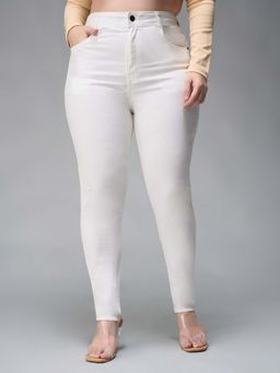Miss Chase - A+ Curve Collection Plus Size White Skinny High Rise Denim Jeans