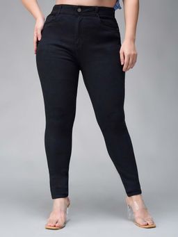 Miss Chase - A+ Curve Collection Plus Size Black Slim Fit High Rise Denim Jeans