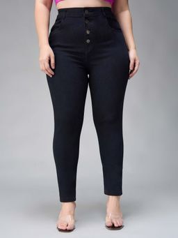 Miss Chase - A+ Curve Collection Plus Size Black Skinny Fit High Rise Denim Jeans