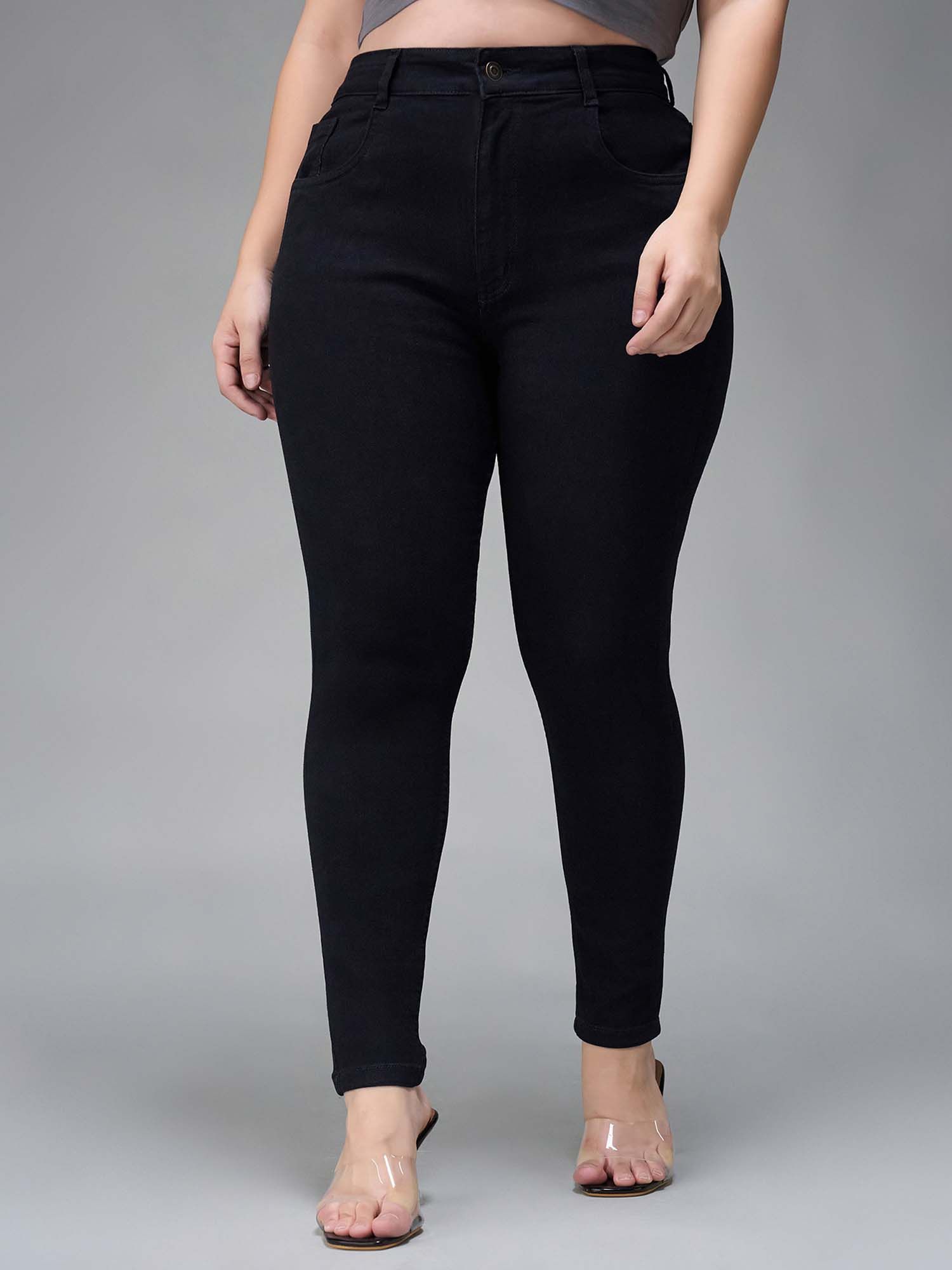 miss chase A+ Curve Collection Plus Size Black Skinny High Rise Denim Jeans-picture-28