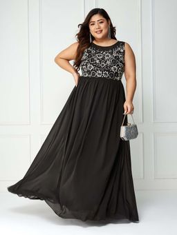 Miss Chase - A+ Curve Collection Plus Size Womens Black Maxi Dress