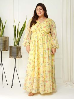 Miss Chase - A+ Curve Collection Plus Size Womens Yellow Maxi Dress