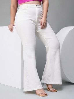 Miss Chase - A+ Curve Collection Plus Size White Bootcut High Rise Denim Jeans