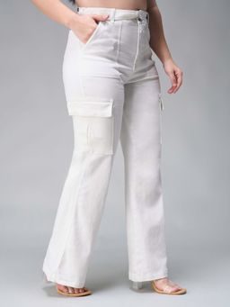 Miss Chase - A+ Curve Collection Plus Size White Wide Leg High Rise Jeans