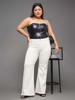 Miss Chase - A+ Curve Collection Plus Size Women's White Bootcut High Rise Jeans