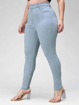 Miss Chase - A+ Curve Collection Plus Size Light Blue Skinny Stretchable Jeans