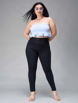 Miss Chase - A+ Curve Collection Plus Size Black Slim Fit High Rise Jeans