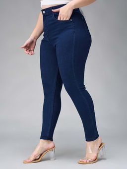 Miss Chase - A+ Curve Collection Plus Size Navy Blue Skinny Fit High Rise Jeans