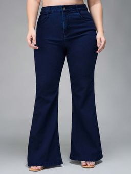 Miss Chase - A+ Curve Collection Plus Size Navy Blue Bootcut High Rise Denim Jeans