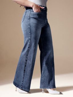 Miss Chase - A+ Curve Collection Plus Size Women's Blue Solid Regular Fit Jeans