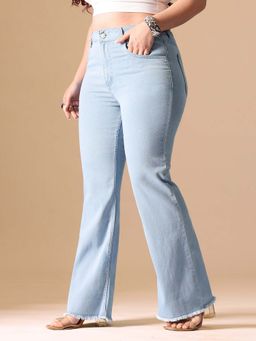 Miss Chase - A+ Curve Collection Plus Size Women's Blue Solid Slim Fit Jeans