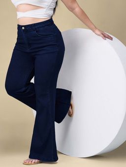 Miss Chase - A+ Curve Collection Plus Size Womens Navy Blue Bootcut Denim Jeans