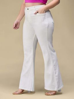 Miss Chase - A+ Curve Collection Plus Size Womens White Bootcut High Rise Denim Jeans