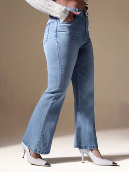 Miss Chase - A+ Curve Collection Plus Size Womens Light Blue Denim Bootcut Jeans