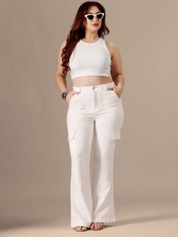 Miss Chase - A+ Curve Collection Plus Size Womens White High-Rise Denim Jeans