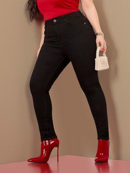 Miss Chase - A+ Curve Collection Plus Size Womens Black Skinny Fit Denim Jeans