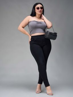 Miss Chase - A+ Curve Collection Plus Size Womens Black Slim Fit Denim Jeans