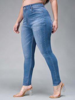 Miss Chase - A+ Curve Collection Plus Size Womens Blue Skinny High Rise Denim Jeans