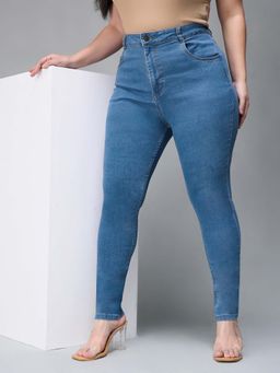 Miss Chase - A+ Curve Collection Plus Size Womens Blue Skinny Stretchable Denim Jeans