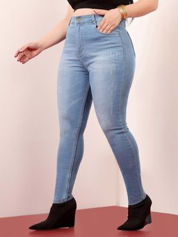 Miss Chase - A+ Curve Collection Plus Size Womens Blue Skinny High Rise Denim Jeans