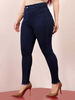 Miss Chase - A+ Curve Collection Plus Size Womens Navy Blue Stretchable Denim Jeans