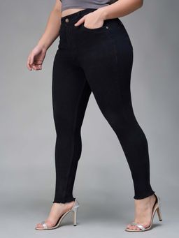 Miss Chase - A+ Curve Collection Plus Size Women's Black Slim Fit Denim Jeans