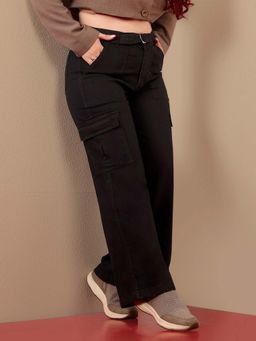 Miss Chase - A+ Curve Collection Plus Size Women's Black Wide Leg Denim Jeans