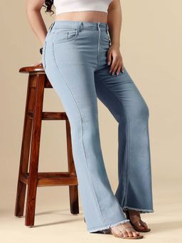 Miss Chase - A+ Curve Collection Plus Size Women's Light Blue High Rise Bootcut Jeans