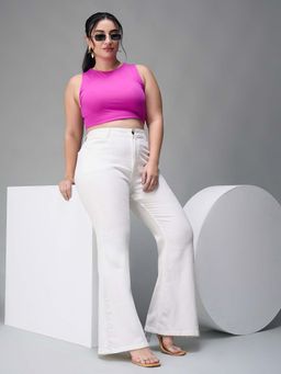Miss Chase - A+ Curve Collection Plus Size Women's White Bootcut High Rise Denim Jeans