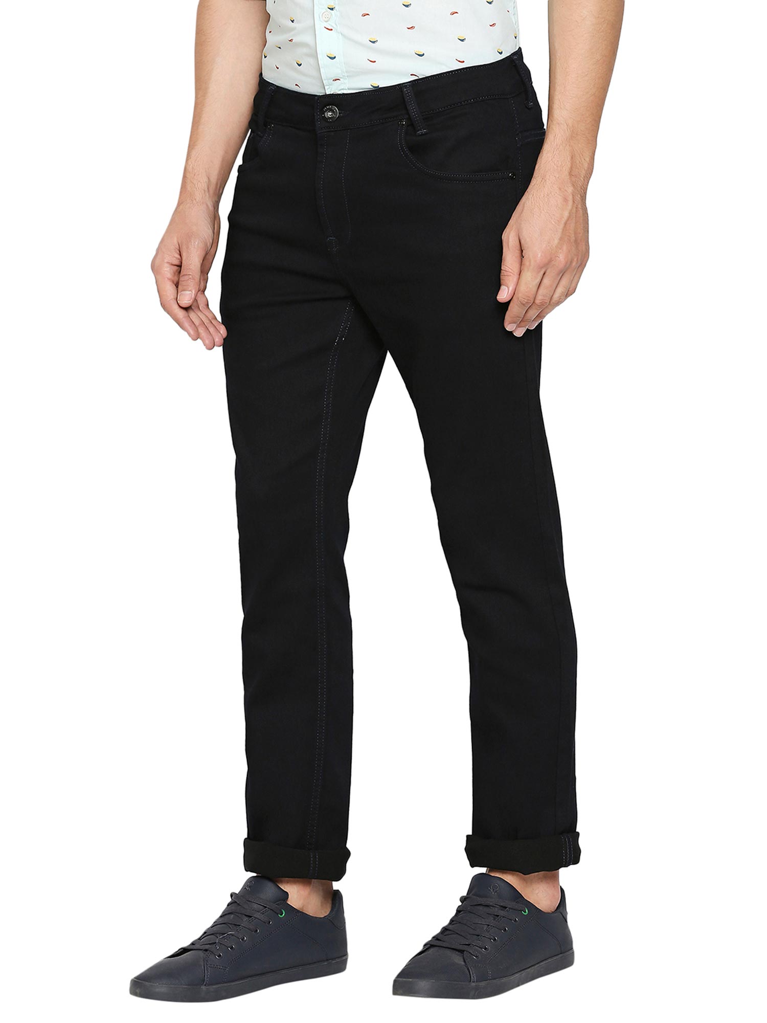 Buy Mufti Black Mens Super Slim Fit 