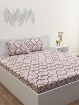 Home Affairs - Cotton Double Queen Bedsheet with 2 Pillow Covers Grey (Set of 3)