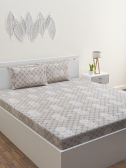 Home Affairs - Cotton Single Bedsheet with 1 Pillow Cover Grey (Set of 2)