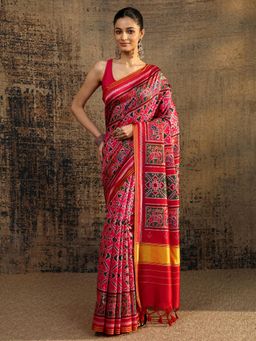 Libas - Pink Ethnic Motif Printed Saree With Unstitched Blouse
