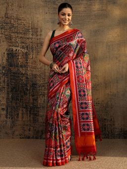 Libas - Multi Ethnic Motif Printed Saree With Unstitched Blouse