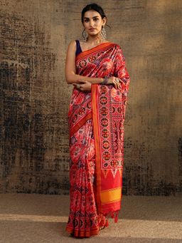 Libas - Multi Abstract Printed Saree With Unstitched Blouse
