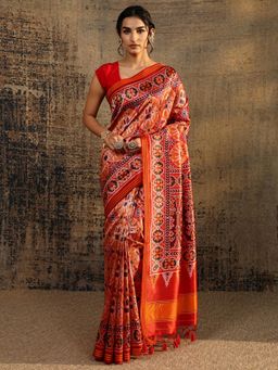 Libas - Multi Abstract Printed Saree With Unstitched Blouse