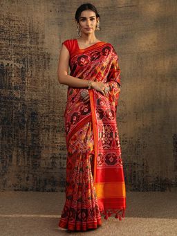 Libas - Mustard Ethnic Motif Printed Saree With Unstitched Blouse