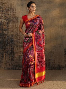 Libas - Multi Ethnic Motif Printed Saree With Unstitched Blouse