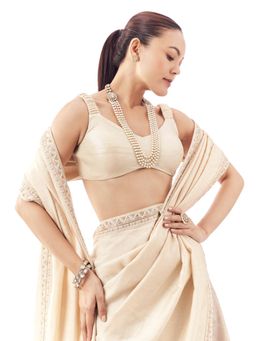 KALKI FASHION - Cream V Neck Stitched Blouse