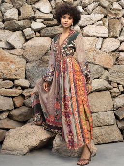 Bhanuni by Jyoti - Apricot Multicolour Maxi Dress