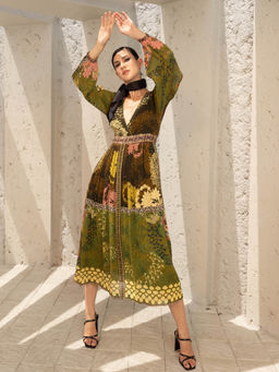 Bhanuni by Jyoti - Olive Green Midi Dress